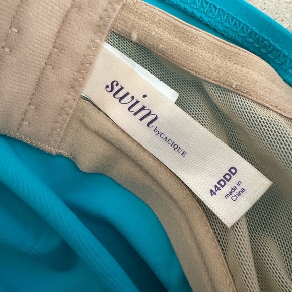 Lane Bryant Cacique Swim tankini gold detail on strap turquoise blue size 44DDD - Picture 2 of 2